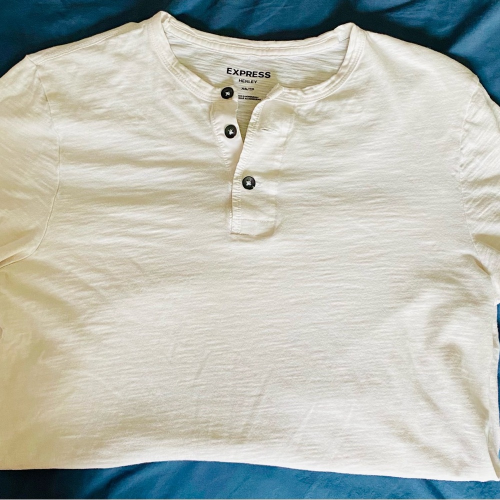 Express Men's Cream Henley Shirt